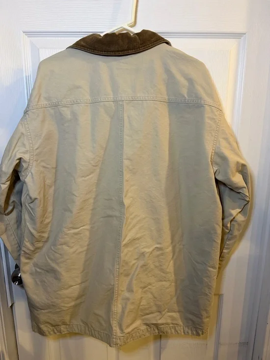 VINTAGE L.L. Bean Men's Jacket in Khaki with Brown Corduroy Collar - Picture 4 of 5